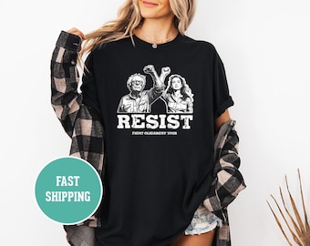 Camiseta de Bernie Sanders AOC Fighting Oligarchy Tour, camiseta de protesta, camiseta liberal demócrata