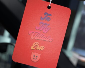 Ambientador para coche: diseño In My Villain Era, aroma gótico para coche, bonito regalo novedoso, ambientador con temática malvada única, accesorios para coche