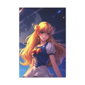 Starry Sailor - Anime Night Sky Premium Print - Weebs, Anime Lover Geschenk, Prinzessin Serenity Canvas - Print auf Leinwand