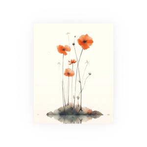 Watercolor Reflection Floral Print - Minimalist Japanese-Inspired Wall Art, Japanese Home Decor, Satin & Archival Matte Unframed Print