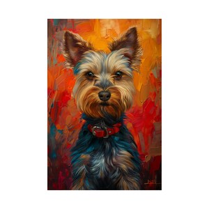 Yorkshire Terrier Dog Street Modern -Dog Owner Gift- Beautiful Art Print-Painting Heavy Brush Strokes- Matte Vertical Posters- Unframed