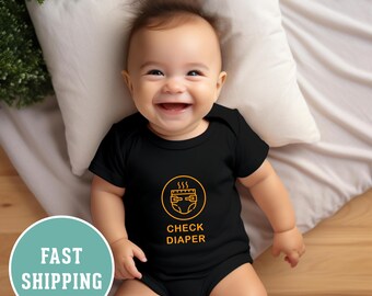 Body de bebé con aviso de pañal: regalo divertido para bebé, pelele, regalo para baby shower, atuendo para recién nacido, ropa para bebé