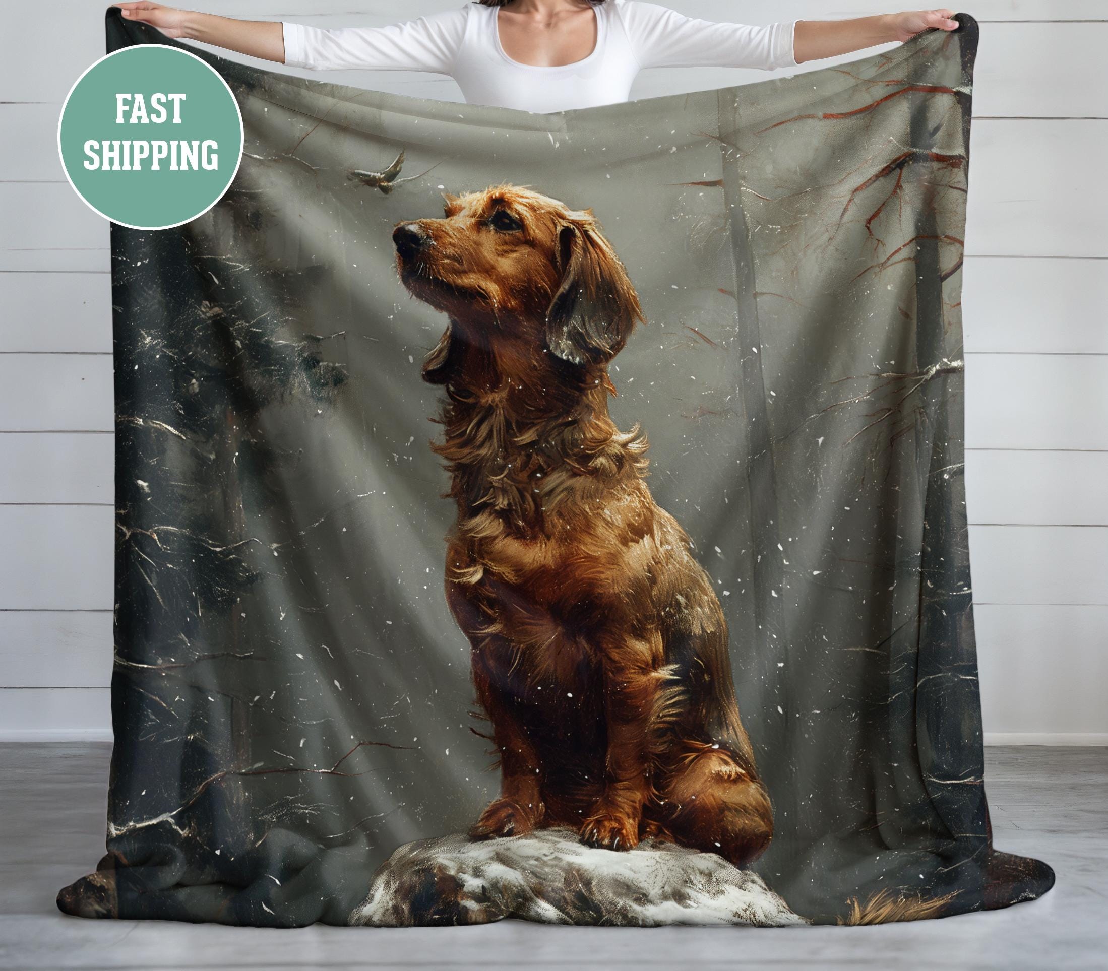 ブラウンフリースブランケット 140x200cm ブラウン ダックスフント ダックスフント 犬好きブランケット