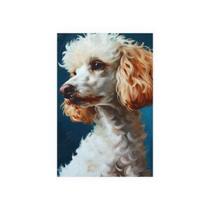 Beautiful White Poodle Portrait Print - Modern Dog Art, Brushstroke Style-Satin and Archival Matte Unframed Poster