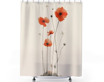 Watercolor Reflection Floral Print - Minimalist Japanese-Inspired Wall Art, Japanese Painting, Flower Art Prints - Artwork Shower Curtain