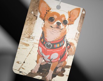 Luchtverfrisser, schattige chihuahuahond retro anime-stijl, autogeurverspreider, hondenmoeder, autohondeigenaar - decor chihuahua, cadeau voor hondenliefhebbers, huisdieren