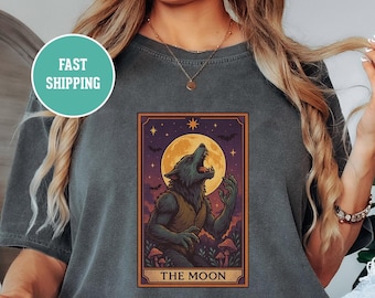 Moon Tarot Card Werewolf Halloween T-shirt, Tee, Shirt, Unisex Clothing, Gift for Tarot Lovers