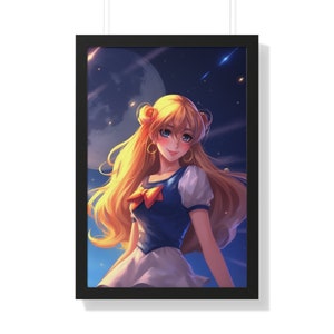 Starry Sailor - Anime Night Sky Premium Druck - Weebs - Gerahmtes Vertikales Poster