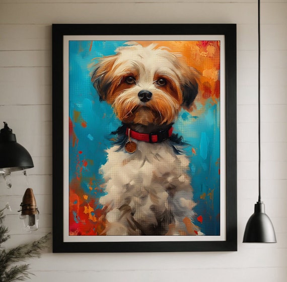 シーズーの絵画 鮮やかな色彩 - 犬のストリートアートスタイル