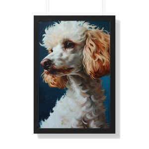Beautiful White Poodle Portrait Print - Modern Dog Art, Brushstroke Style