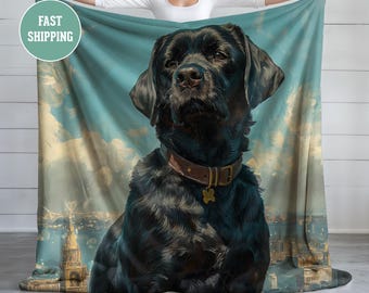 Black Labrador Dog Lover Blanket, Plush Fleece Blanket, Cozy Throw, Soft Bedding, Animal Lover Gift, Dog Mom Gift, Labrador Blanket
