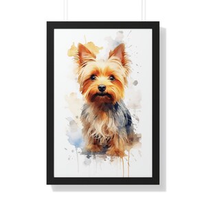 Yorkie Charm - Watercolor Print of a Yorkshire Terrier- Framed Vertical Poster