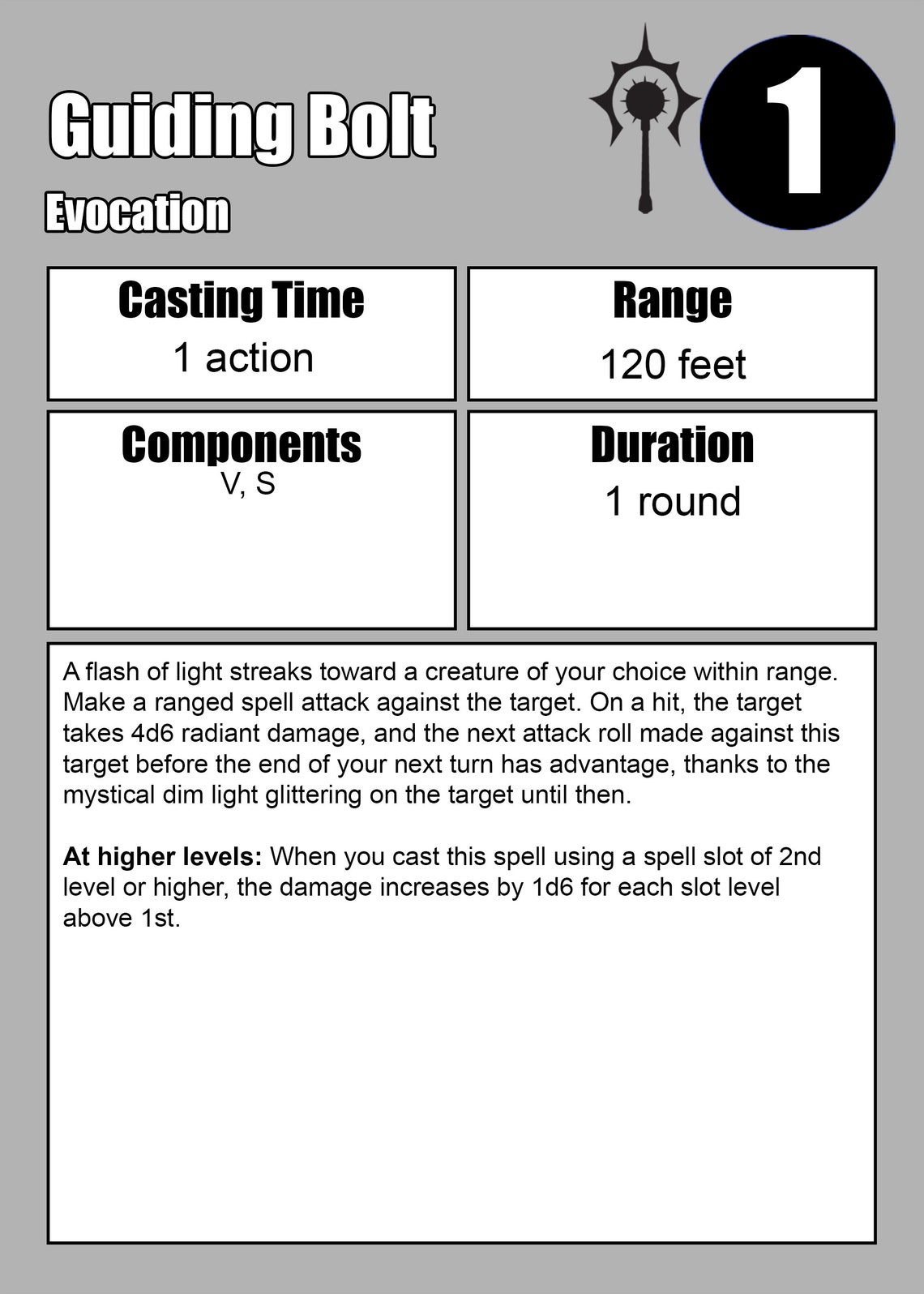 Benutzerdefinierte Kleriker Zauberkarten D&D 5e PDF Download Etsy.de