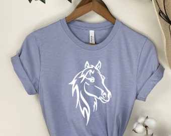 Calcomanía de vinilo con forma de cabeza de caballo: transferencia termoadhesiva para camisetas o ventanas