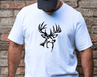 Cabeza de ciervo - Transferencia termoadhesiva DIY - Sudadera - Camiseta - Bolso - E52-B