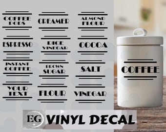 Etiquetas personalizadas para latas: café, té, azúcar o calcomanías de vinilo con palabras personalizadas