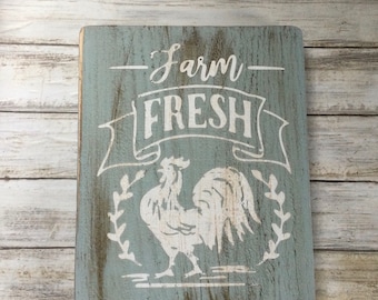 Calcomanía de vinilo con gallo fresco de granja - Transferencia para planchar - E210-B