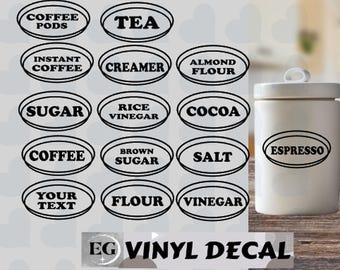 Etiquetas de vinilo personalizadas para botes - Organización de la cocina
