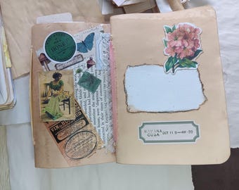 Mini diarios basura: papel con manchas de café, técnica mixta (paquete de 2)