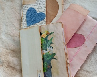 Diarios artesanales pequeños: Juego de 3 - Páginas teñidas en café, aguacate y arándano