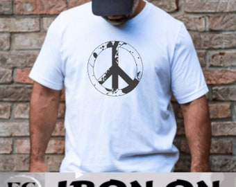 Símbolo de la paz - Diseño desgastado - Transferencia de calor retro con la paz - E180