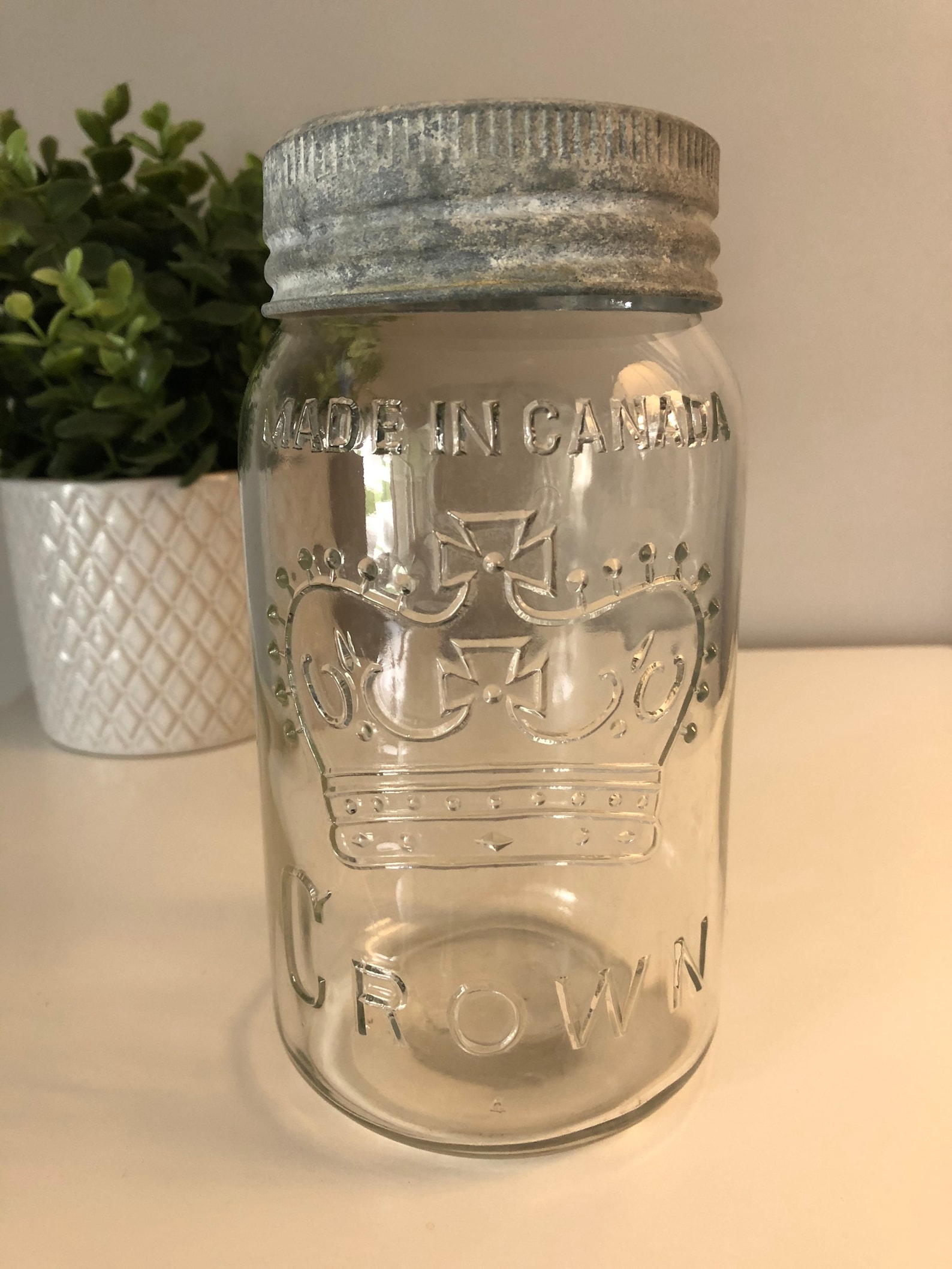 Vintage Crown Quart Canning Jars with glass lids and zinc Etsy