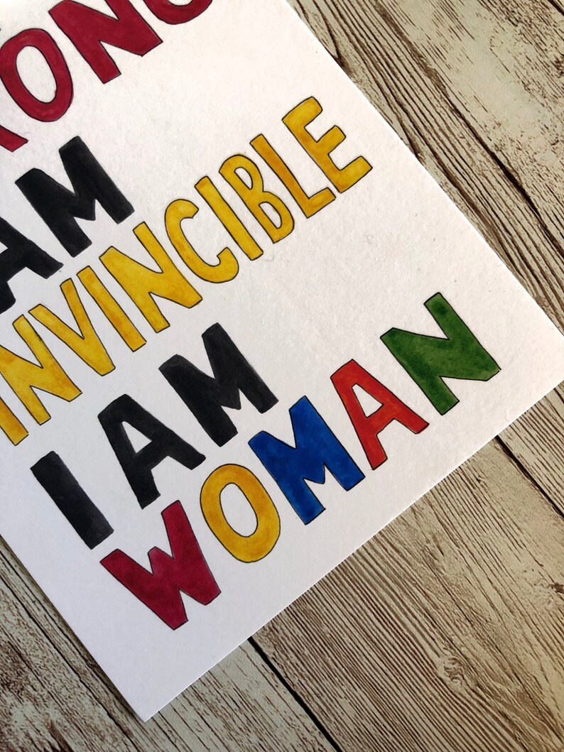 A6 Print I Am Woman Postcard International Women/'s Day