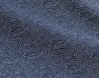 Abstract Metallic Wavy Maze Jacquard - 58&quot; Wide - 100% Polyester - Fabric By The Yard - Eroica Home Fabrics - PLEASURE NAVY/SILVER