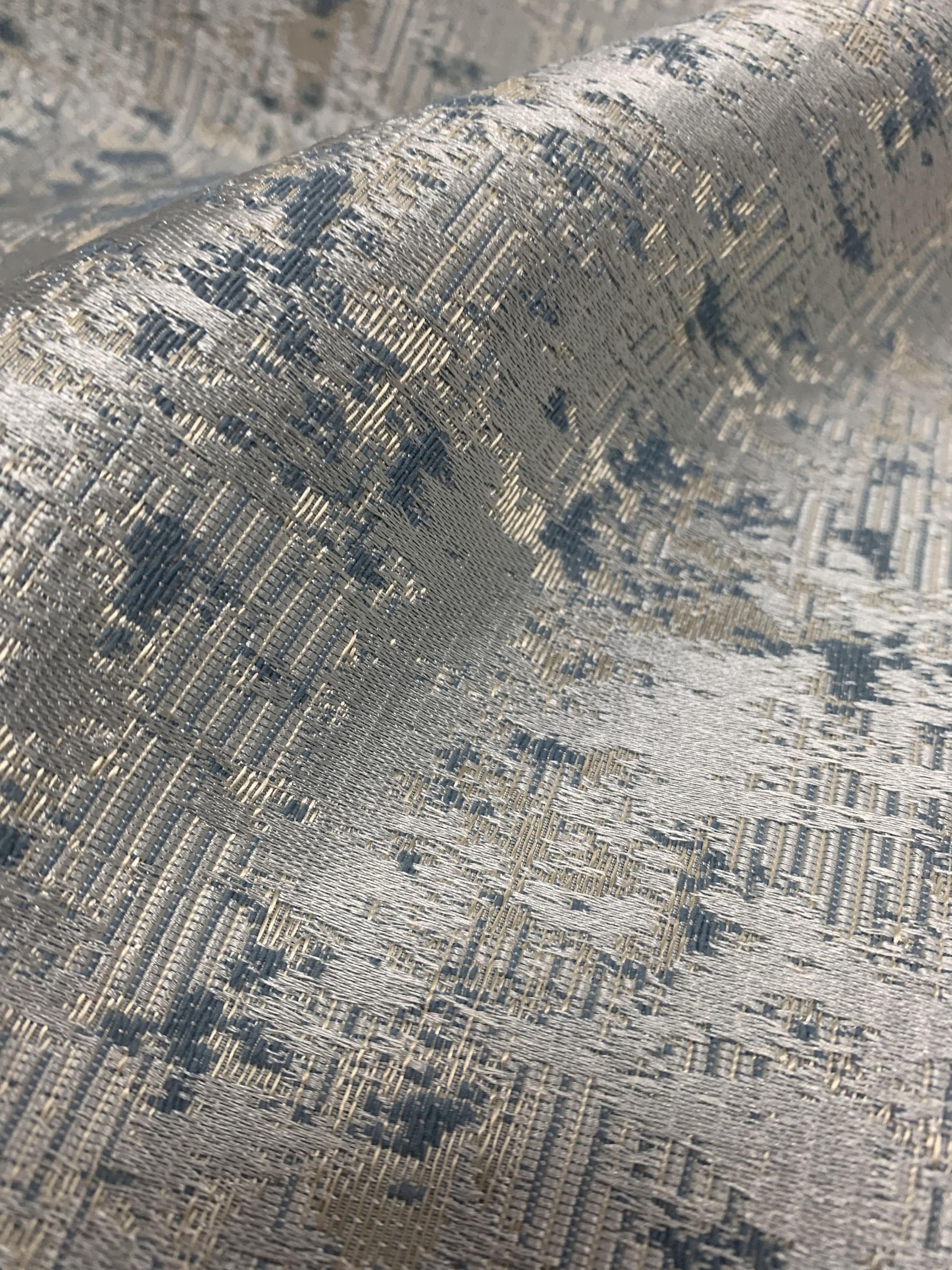Sky View - 58" Abstract Jacquard - 100% Polyester - Silver / Blue - Fabric By The Yard - Eroica Home Fabrics