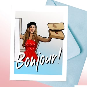 Sex and the City / Carrie Bradshaw / SATC - Parody Greeting Card - Carrie - &quot;Le French Hat, Le French Fries&quot; Card