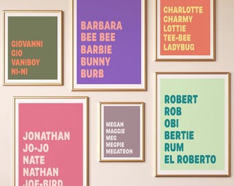 Custom Nickname Poster, Personalized Name Sign, Funny Wall Art, Home Decor, Digital Download.
