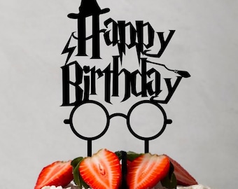 Wizard Happy Birthday Cake Topper Svg, Witch Birthday Svg, Magic World Decor, Digital Download.