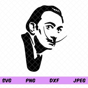 Salvador Dali SVG, Schablone Portrait, Dali Silhouette, Salvador Dali Clipart. Cricut Cut Datei, Dxf, Png, Jpeg.