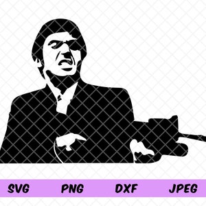 Tony Montana Svg, Tony Montana Stencil Portrait, Scarface Silhouette, Scarface Clipart, Scarface Poster Svg. Cricut Cut File, Dxf, Png.