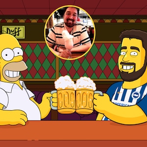 Disegno digitale personalizzato simpson ritratto, Simpson Bar Scene, Make Me Yellow, Cartoon Caricature Portrait, Birthday Gift, Fathers Day Gift.