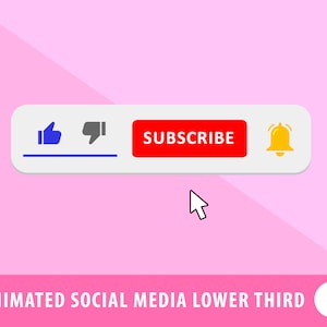 Social Media Animation, Lower Third For Youtube, Subscribe Like Notification Button,  Intro Vlog Video Overlay For Streams.