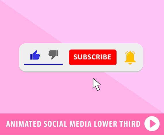 Social Media Animation, Lower Third For Youtube, Subscribe Like Notification Button,  Intro Vlog Video Overlay For Streams.