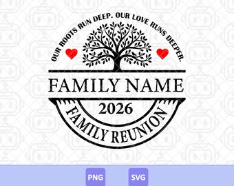 Family Reunion SVG PNG: Custom Family Tree Sign (Digital Download)