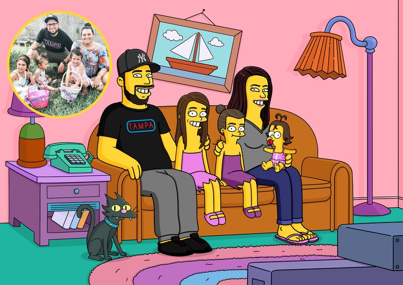Commission Portrait Simpsons Drawing Simpsons Gift Simpsons Art Simpsons Family Simpsons Portrait Custom Portrait Simpsonize Me
