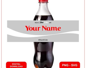 Custom Cola Bottle Label, Personalized Coke Name, Gift For Friend, Valentine's Day Gift, Birthday Gift, Digital Download.