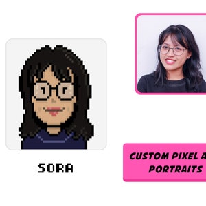 Niestandardowy portret w technice Pixel Art, rysunek portretu 8-bitowego, portret pikselowy ze zdjęcia, rysunek portretu na zamówienie, pomysły na prezenty, ilustracja cyfrowa.