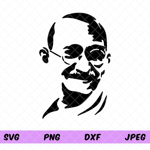 Mahatma Gandhi Schablone Portrait Svg, Gandhi Silhouette Zeichnung, Hinduismus Svg, Indischer Revolutionist, Indien Svg. Cricut Datei.