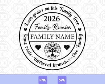 Family Reunion SVG PNG: Custom Family Tree Sign (Digital Download)
