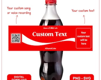 Custom Cola Bottle Label, Personalized Coke Name, Gift For Friend, Birthday Gift, Digital Download.