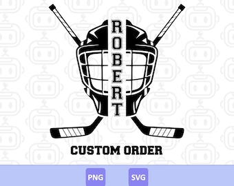 Custom Hockey Name Svg, Custom Jersey Name, Hockey Stick And Helmet, Hockey Player Name Clipart, Digital Download.