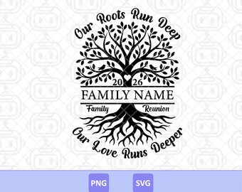 Family Reunion SVG PNG: Custom Family Tree Sign (Digital Download)