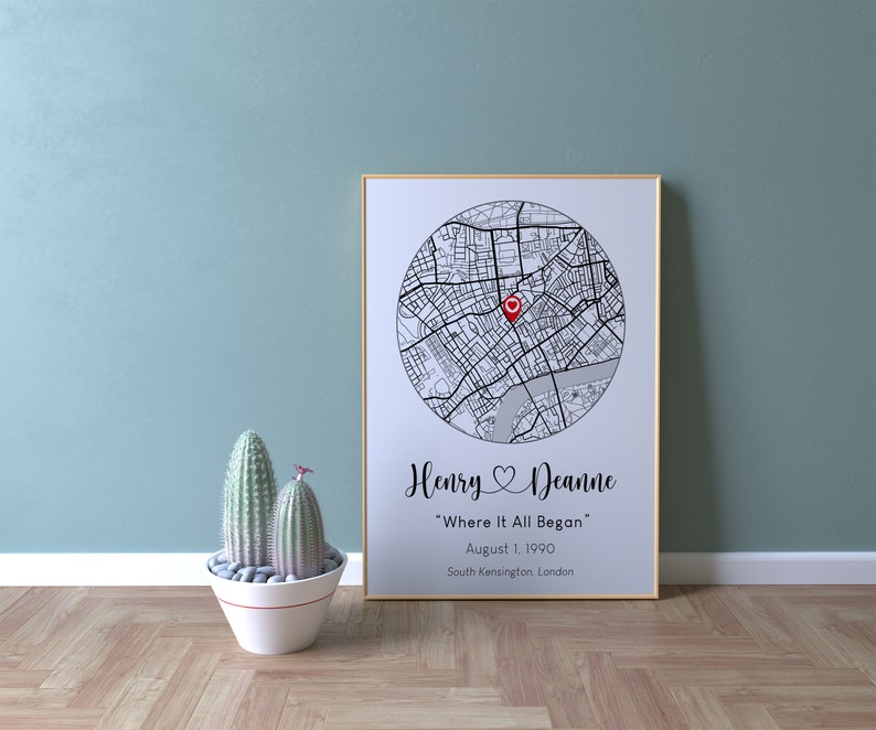 Custom Map Location Print, Latitude Coordinates Print, Location Pin, Where It All Began Print, Gift For Couples, Anniversary Gift. image 6