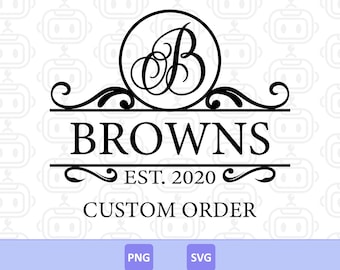 Custom Monogram Last Name Sign Svg, Personalized Couple Name Sign, Family Last Name Sign, Wedding Gift for Couple, Digital Download.