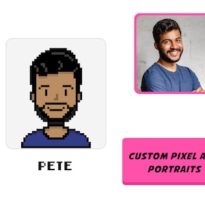 Aangepaste Pixel Art Portret, 8 Bit Avatar Portret, Pixel Portret van Foto, Retro Stijl Tekening, Profielfoto voor Sociale Media.