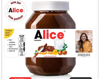 Custom Chocolate Spread Label Name, Personalized Hazelut Spread Label, Valentine's Day Gift, Birthday Gift, Digital Download.